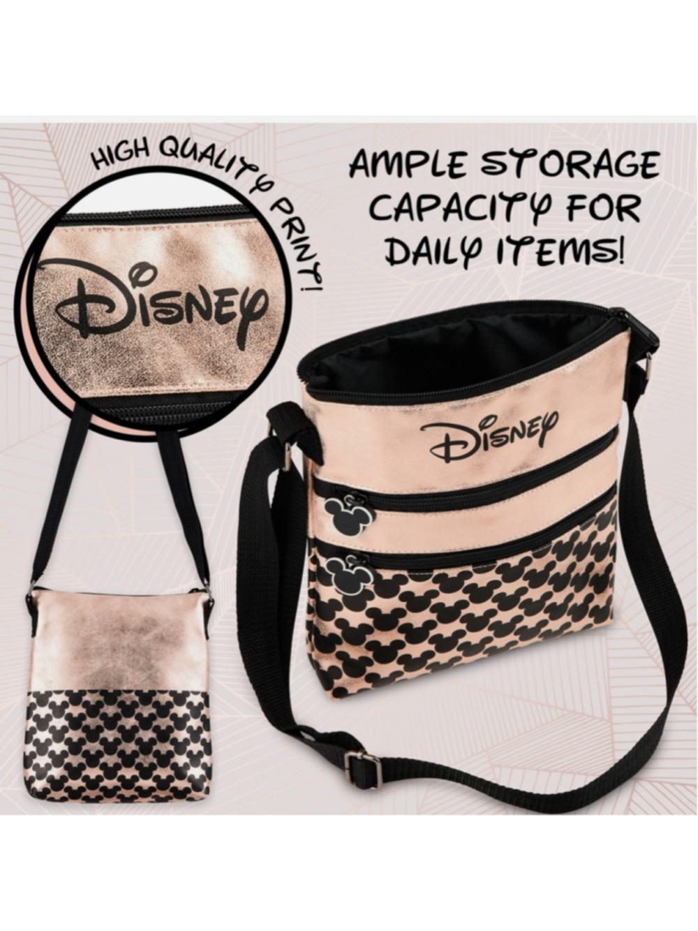 NEW with tags Disne Rose Gold Cross Body Bag Shoulder Bag, perfect Disney Gift! - Picture 5 of 6
